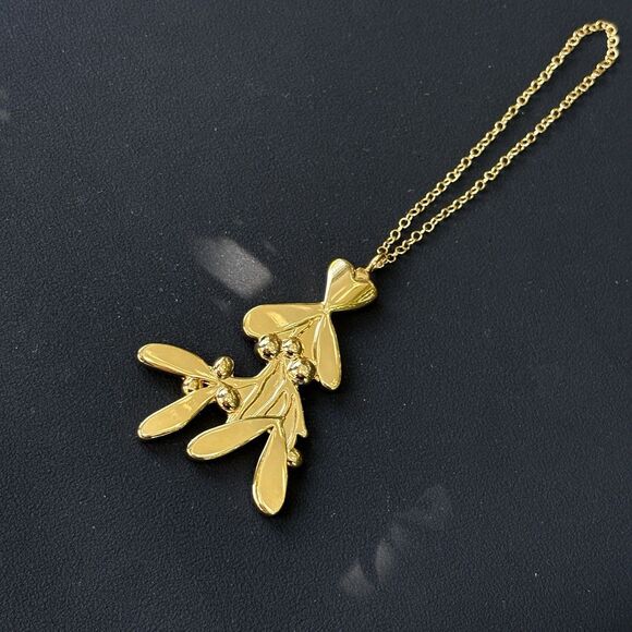 Georg Jensen Christmas Ornaments Mobile 2014 24kt Gold Plate Mistletoe Denmark - Picture 1 of 6